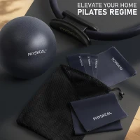 15-Inch Pilates Circle Set with Core Ball, 3 Resistant Loops & 2 Flex Bands — Compact Home Pilates Kit(m-7)