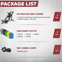 RitFit Professional Hack Squat and Leg Press Machine with Weight Plate Set, Linear-Guide Bearings, Plate Storage Posts — Versatile Lower-Body Home Gym(m-2)