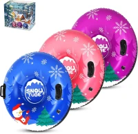 Set of 3 Snowman Snow Tubes 36"" – Durable Cold-Resistant Inflatable Sleds with Hard Bottom & Reinforced Handles, Heavy-Duty Family Snow Toys for Xmas/Winter(m-8)