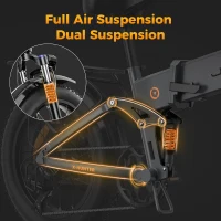 Jasion X-Hunter Folding Electric Bike — 1400W Peak Motor (750W Rated), 30 MPH, 624Wh Removable Battery, 20""x4"" Fat Tires, Full Suspension, 7-Speed E-Bike(m-5)