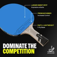PRO-SPIN Carbon Table Tennis 4-Pack — Pro-Level Rackets with 7-Ply Blade, ITTF Rubber, 2.0mm Sponge (2 Blue + 2 Red)(m-3)