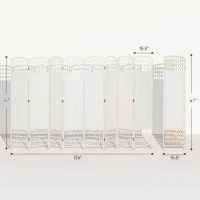 HOMCOM 8 Panel Folding Room Divider Portable Privacy Screen Wave Fiber Room Partition for Home Office White(m-3)