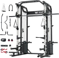 Major Fitness Drone2 Advanced Training Smith Machine — All-in-One Home Gym Rack with Aluminum Pulley Set, Dual Lat Systems & Cable Crossover(m-1)