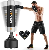 FITVEN Freestanding Kickboxing Bag with 12oz Gloves and Suction-Cup Base – Heavy-Duty Stand-Up Boxing Bag for Men(m-1)