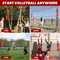 SPOYNAL 12FT/20FT Portable Freestanding Volleyball Net — Adjustable Height Practice Set with Carry Bag, PU Ball & Pump for Indoor/Outdoor Use(m-8)