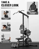 GOIMU LS01 3-in-1 Lat Pulldown & Row Cable Tower with AB Crunch — Home Gym Pulley Station(m-4)