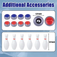3-in-1 Shuffleboard, Curling & Bowling Family Game Set with 8.98 ft Mat, 2 Pusher Cues, 8 Curling Rocks and 6 Bowling Pins(m-6)