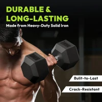 Hex Rubber-Encased Dumbbell Pairs (5–40 lb) — Solid Cast Iron Home Gym Hand Weights for Strength & Muscle Training(m-8)