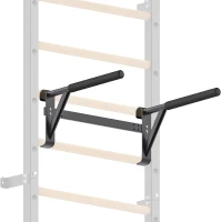 Kipika 2""x2"" Swedish Stall Bar with 1"" Holes - Wall-Mounted Gymnastic Ladder and Pull-Up Trainer with Solid Wood Grips(m-1)