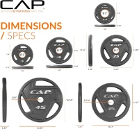 CAP Barbell 2-Inch Olympic Cast Iron Plate Weight Set | 75–285 lb Options, Durable Finished Weights(m-3)