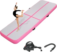 Air Track Tumbling Mat Inflatable — 6/10/13/16/20 ft Options, 4""/8"" Thickness, Electric Pump Supplied for Gymnastics, Cheer, Yoga, Beach & Pool Use(m-1)