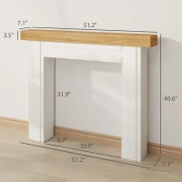 HOMCOM Modern Fireplace Mantel, Freestanding Fireplace Surround with Leg for Electric Fireplaces, 51.2" W x 40.6" H, Natural Wood(m-3)