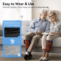 FIT KING Rechargeable Cordless Calf Compression Massager with Heat — 3 Heat Levels, 3 Modes & Intensities for Circulation, Edema, RLS & Pain Relief — Portable Gift(m-6)