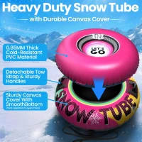 ZIZZ 48-inch Premium Canvas Inflatable Snow Tube — Heavy-Duty Winter Sled for Families(m-2)