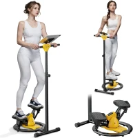 Twist Stepper Machine with Adjustable Handlebar and 360° Waist-Twist Function, Quiet Mini Stair Stepper with LCD and 300 lb Capacity(m-1)