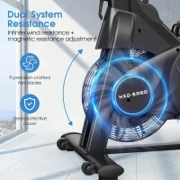HXD-ERGO Indoor Magnetic & Air Bike, Stationary Exercise Bike with Silent Belt Drive, App Compatibility, LCD Monitor, 350 lb Capacity(m-2)