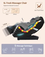 RELX 2026 Full-Body Massage Chair, 20 Modes Zero Gravity SL-Track Shiatsu with Built-in Heat, Airbag Body Scan, Deep Yoga Stretch, Extendable Calfrest and AI Voice Control (Black)(m-5)