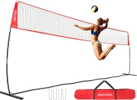 12ft/20ft Height-Adjustable Freestanding Volleyball Training Net for Backyard, Portable Pop-Up Practice System with Carry Bag(m-1)