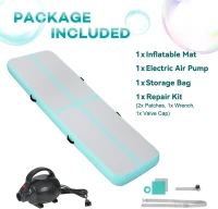 Portable Inflatable Air Gymnastics Mat — Air Tumble Track 6ft/10ft/13ft/16ft/20ft, 4"" or 8"" Thick, Electric Pump Included for Home, Cheer, Yoga, Pool & Beach(m-7)