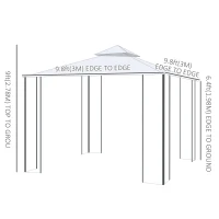 Outsunny 10' x 10' Steel Outdoor Patio Gazebo Canopy with Removable Mesh Curtains, Display Shelves, & Steel Frame, Beige(m-3)