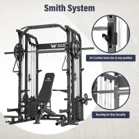 Major Fitness Drone2 Advanced Smith Machine – All-in-One Home Gym Squat Rack with Aluminum Pulley Set, Weight Bar, Dual Lat Pulldown Systems & Cable Crossover for Comprehensive Full-Body Training(m-2)