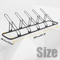 CyclingDeal Adjustable Floor Bike Rack for Up to 6 Bicycles — Secure Indoor Parking with Tire Grooves, Rotating Knob Adjustment & Quick-Release Spacing(m-5)