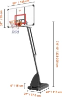 VEVOR Adjustable Portable Basketball Hoop with Mobile Stand & Weighted Base, Height-Adjustable Rim for Youth and Adults, Indoor/Outdoor(m-9)