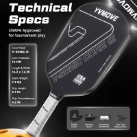 Advanced Pickleball Paddle — Ti-Carbon Hybrid Face, V-SONIC III 16mm Core, Large Sweet Spot, Mid-Weight, Extended Grip — USAPA Approved(m-7)