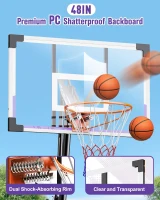 TONBUX Portable Basketball Hoop — 44/48-inch Shatterproof PC Backboard, Stepless Height Adjustment 5.25–10 ft for Kids, Teens & Adults (Backyard, Driveway, Indoor)(m-3)