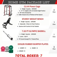 C1-V4 Power Cage 2000LB Squat Rack with Lat Pulldown - Multi-Function Strength Training Cage with Attachments for Home or Garage(m-2)