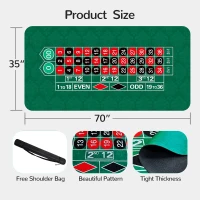 70"" x 35"" Upgraded Waterproof Casino Roulette Tabletop Layout Mat with Carrying Bag, Anti-Slip Rubber Roulette Game Cover for Parties and Game Nights(m-2)