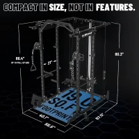 Mikolo K6 Power Cage with Cable Crossover, 1500 lb Squat Rack and Lat/Low Row Pulley System — Complete Home Gym Package(m-8)