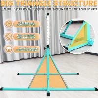 Adjustable Foldable Gymnastics Bar 5FT/6FT with Mat, Horizontal Kids Training Bar, Heights 35.4""–59"" / 45""–71"", 500 lb Capacity(m-5)