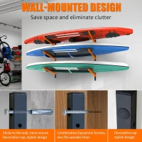 Adjustable Heavy-Duty Wall-Mount Kayak Rack — Indoor & Outdoor Storage Solution for Garages, Sheds and Docks (Space-Saver)(m-3)