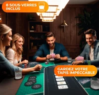 Newverest 70"" x 35"" Poker Table Top — Texas Hold'em Mat for Up to 10 Players with Zipper Storage Bag, 8 Coasters & Gift Box(m-2)