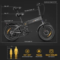 Jasion X-Hunter Foldable Electric Bike — 1400W Peak Motor, 30 MPH Top Speed, 70+ Mile Range, 624Wh Removable Battery, 20""x4"" Fat Tires, Full Suspension, 7-Speed E-Bike for Adults(m-6)