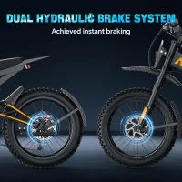 Electric Dirt Bike for Adults with Peak 3000W Brushless Motor, 48V 32Ah Removable Battery, Up to 37 MPH and ~80 Miles Range – Fat-Tire Electric Mountain E-Bike for Snow, Sand & Commuting(m-6)