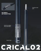 CRICAL 58"" Carbon Fiber Pool Cue Set CL-02 — Professional Low-Deflection Billiard Cue with 3/8×8 Joint and 12.5mm Tip(m-3)