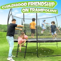 BCAN Outdoor Trampoline with Safety Enclosure & Ladder, Sizes 8ft to 16ft, ASTM F381-16 Approved, for Kids and Adults(m-6)
