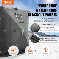 VEVOR Pop-Up Ice Fishing Shelter — Hub-Style Portable Tent, Insulated or Non-Insulated Options, Waterproof 300D Oxford Fabric, Includes Anchors, Ropes & Carry Bag (90 x 90 x 80 in)(m-3)