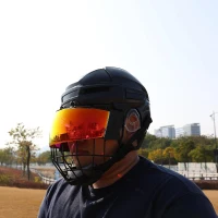 GY Hockey Full-Face Shield & Cage Combo - A3 Steel Wire Cage with Polycarbonate Visor and Floating Chin Cup(m-6)