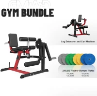 GMWD LE02 Plate-Loaded Leg Extension & Curl Machine, Adjustable Lower-Body Exercise Bench with Rotary Leg Attachment, Home Gym Thigh Trainer (Red)(m-2)