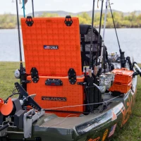 YakAttack BlackPak Pro 16"" x 16"" Orange Kayak Fishing Crate with 6 Rod Holders – Lightweight, Rugged Tackle Box & Organizer(m-8)