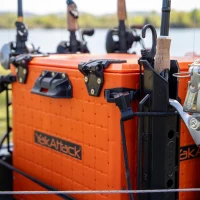 YakAttack BlackPak Pro 16"" x 16"" Orange Kayak Fishing Crate with 6 Rod Holders – Lightweight, Rugged Tackle Box & Organizer(m-6)