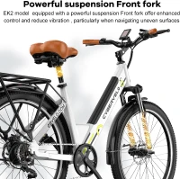1000W Peak Adult Electric Bike with Removable Battery, 26"" Wheels, 7-Speed — Commuter/All-Terrain E-Bike(m-7)
