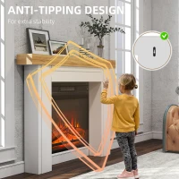 HOMCOM Modern Fireplace Mantel, Freestanding Fireplace Surround with Leg for Electric Fireplaces, 51.2" W x 40.6" H, Natural Wood(m-6)