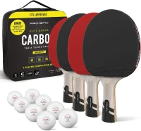 PRO-SPIN Carbon Table Tennis Paddles — Professional 4-Player Set with 7-Ply Carbon Blade, Premium Rubber, 2.0mm Sponge(m-1)
