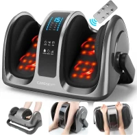 CARESKY Shiatsu Foot Massager with Heat & Remote - FSA Eligible Deep Kneading Electric Massager for Neuropathy, Plantar Fasciitis, Calf/Ankle/Leg Relief, Fits Up to Size 14(m-1)