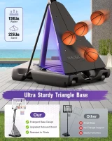 TONBUX Portable Basketball Hoop — 44/48-inch Shatterproof PC Backboard, Stepless Height Adjustment 5.25–10 ft for Kids, Teens & Adults (Backyard, Driveway, Indoor)(m-4)