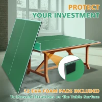 Indoor/Outdoor Foldable Ping Pong Table Top for Billiard Tables — 7/8/9FT Table Tennis Conversion with Net and 12 Foam Pads(m-3)
